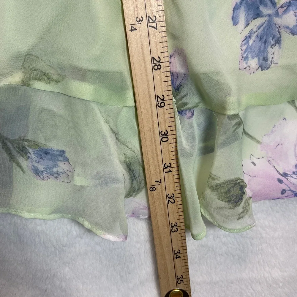 VTG Maxi Skirt 2 Pc Set Women M Floral Fairy Chiffon Lettuce Hem Church Romantic
